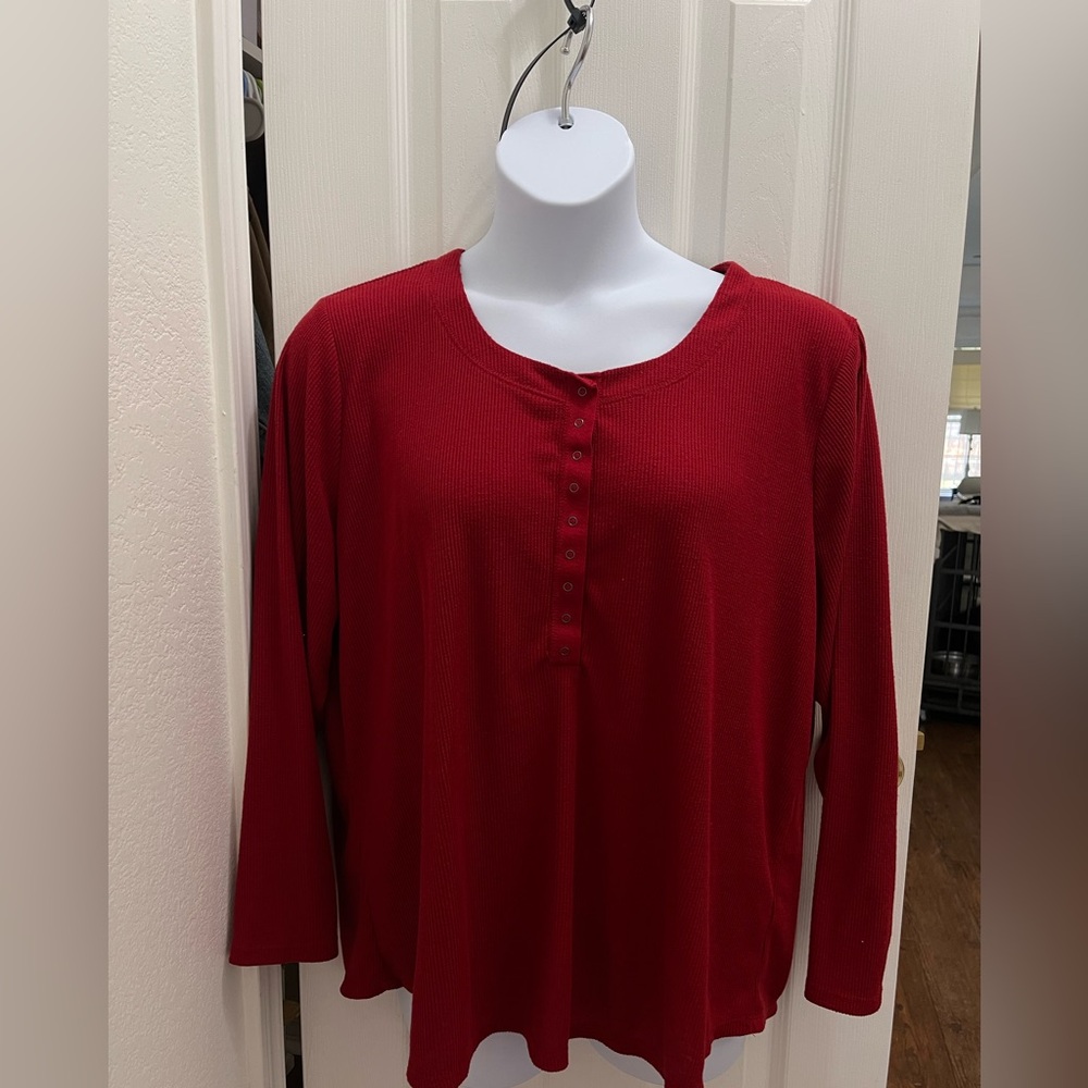 Maurices 24/7 Women's Red Button-Up Top